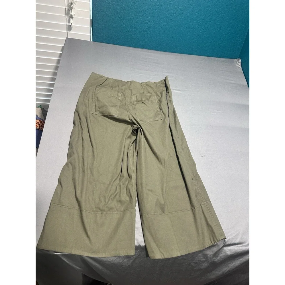 NWT SPANX Stretch Twill Cropped Wide Leg Tuscan Olive Pants , Size 2X Petite